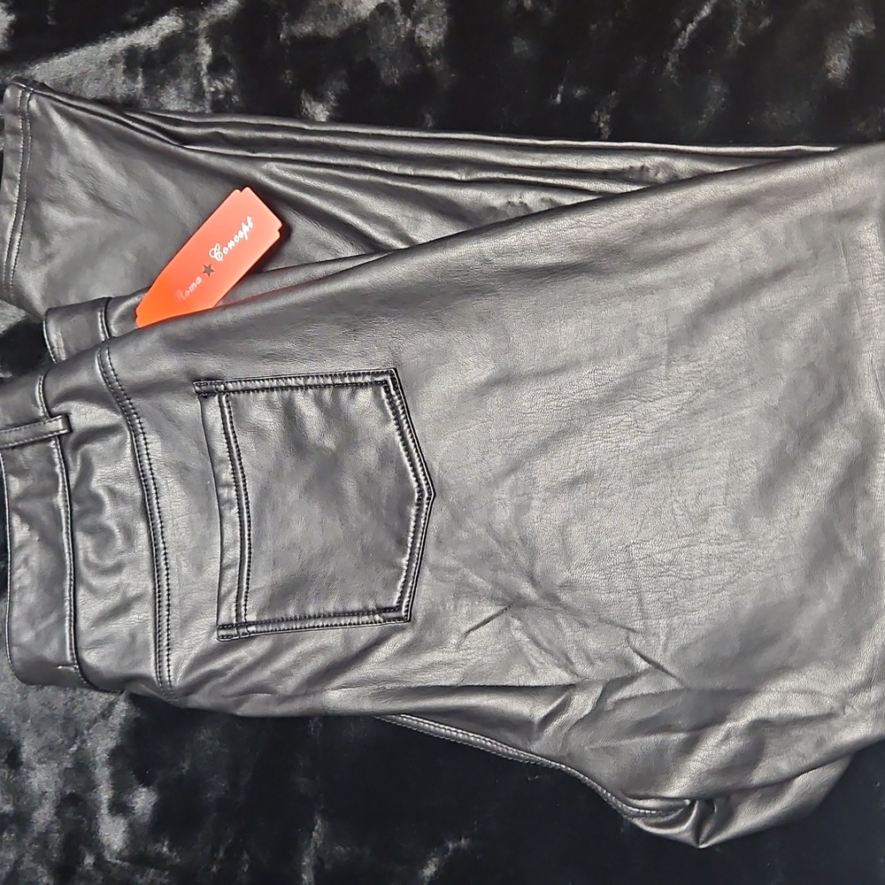 Roma Black Faux Leather Leggings